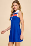 CD04515-Collared Athletic Dress: L / ROYAL BLUE