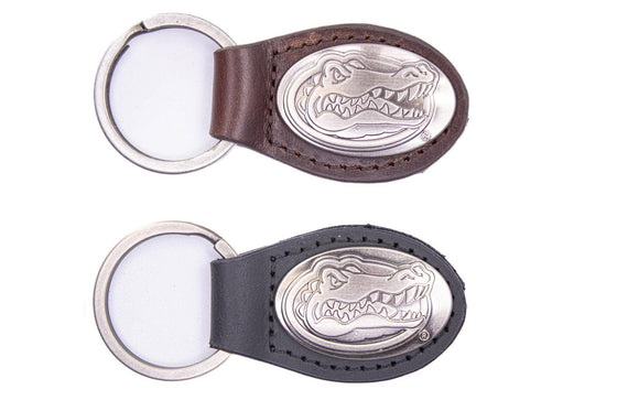 Florida Gators Oval Leather Key Fob.