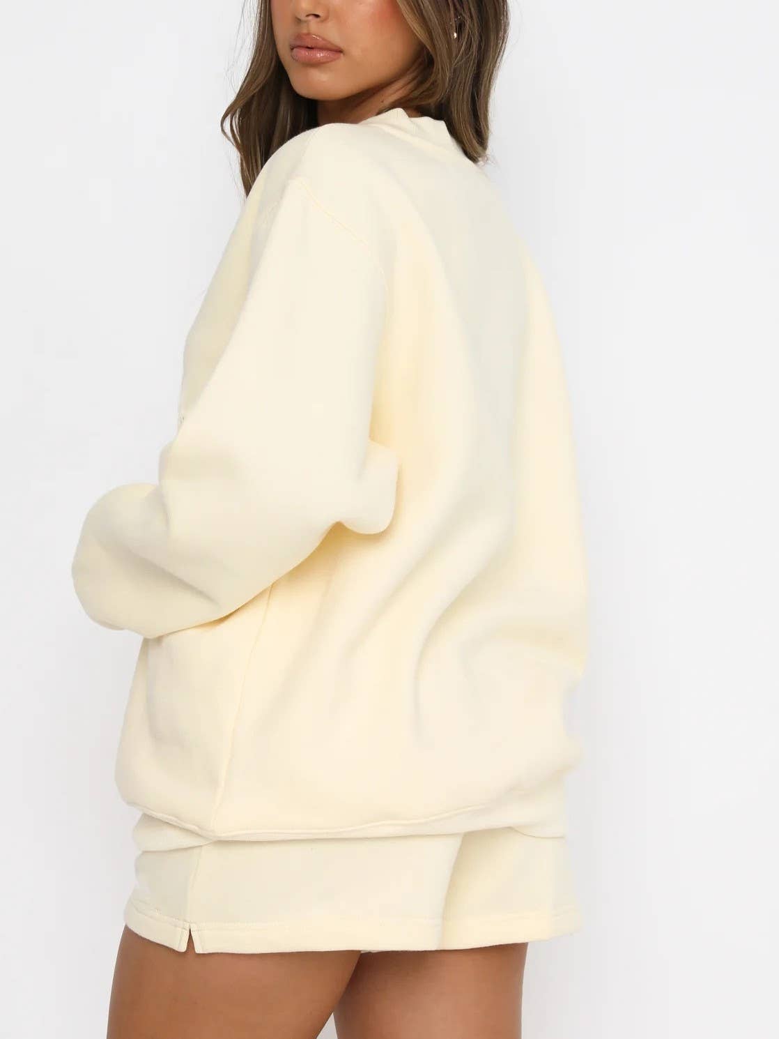 Loose Casual Crewneck Sweatshirt Shorts Set