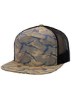 Camouflage Polyester Fabric 7 Panel Flat Bill Trucker Hat