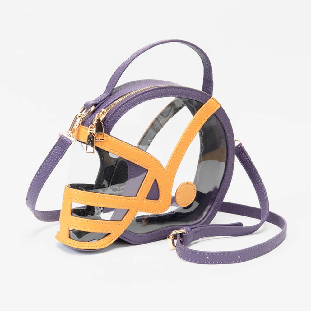 Transparent Gameday Football Helmet Shaped Crossbody Handbag