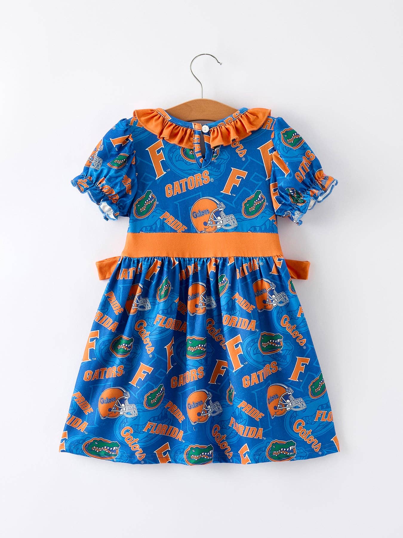 Blue and Orange Bow Sports Girls Dress