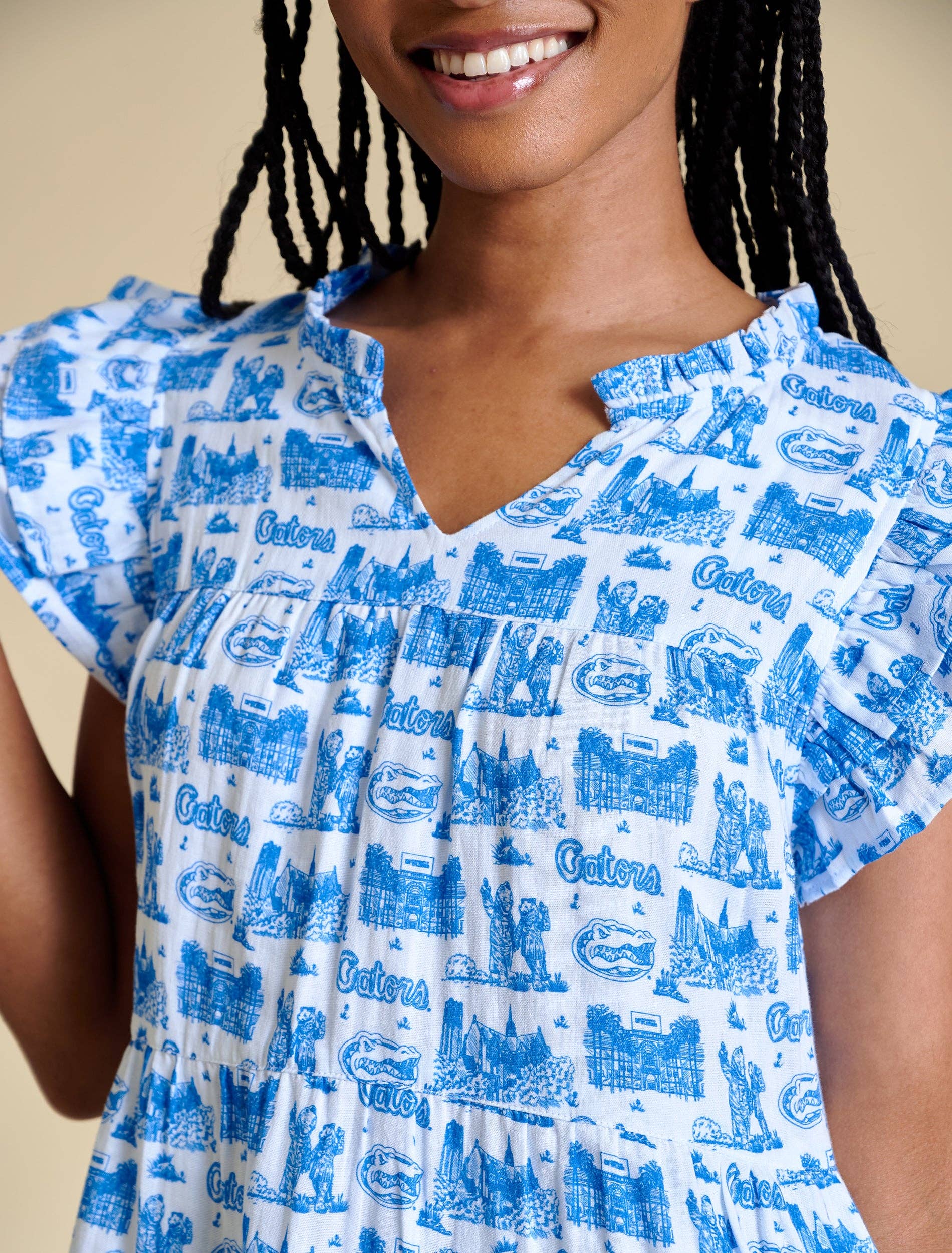 The Team Toile Flutter Sleeve Dress | Florida