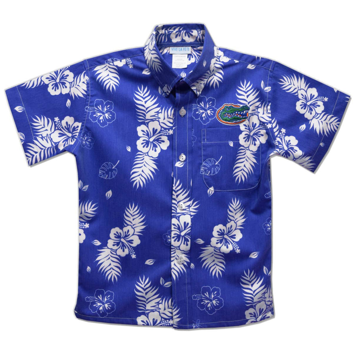 Florida Gators Royal Hawaiian Short Sleeve Button Down Shirt: M