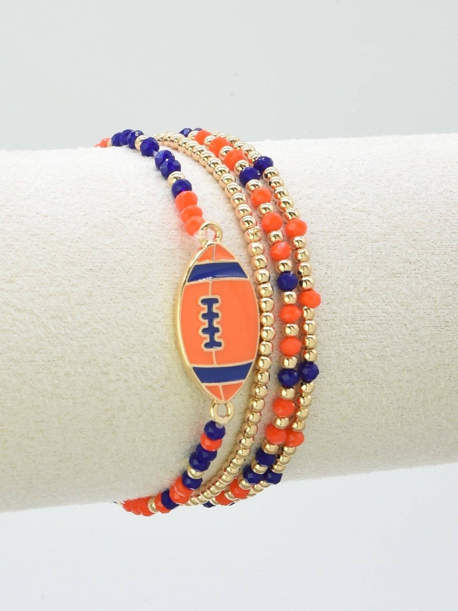 CB2299 Gameday Beaded Football Charm Bracelet Set