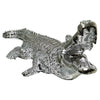 AMBROSE DIAMOND ENCRUSTED CHROME PLATED CROCODILE: Large / Silver
