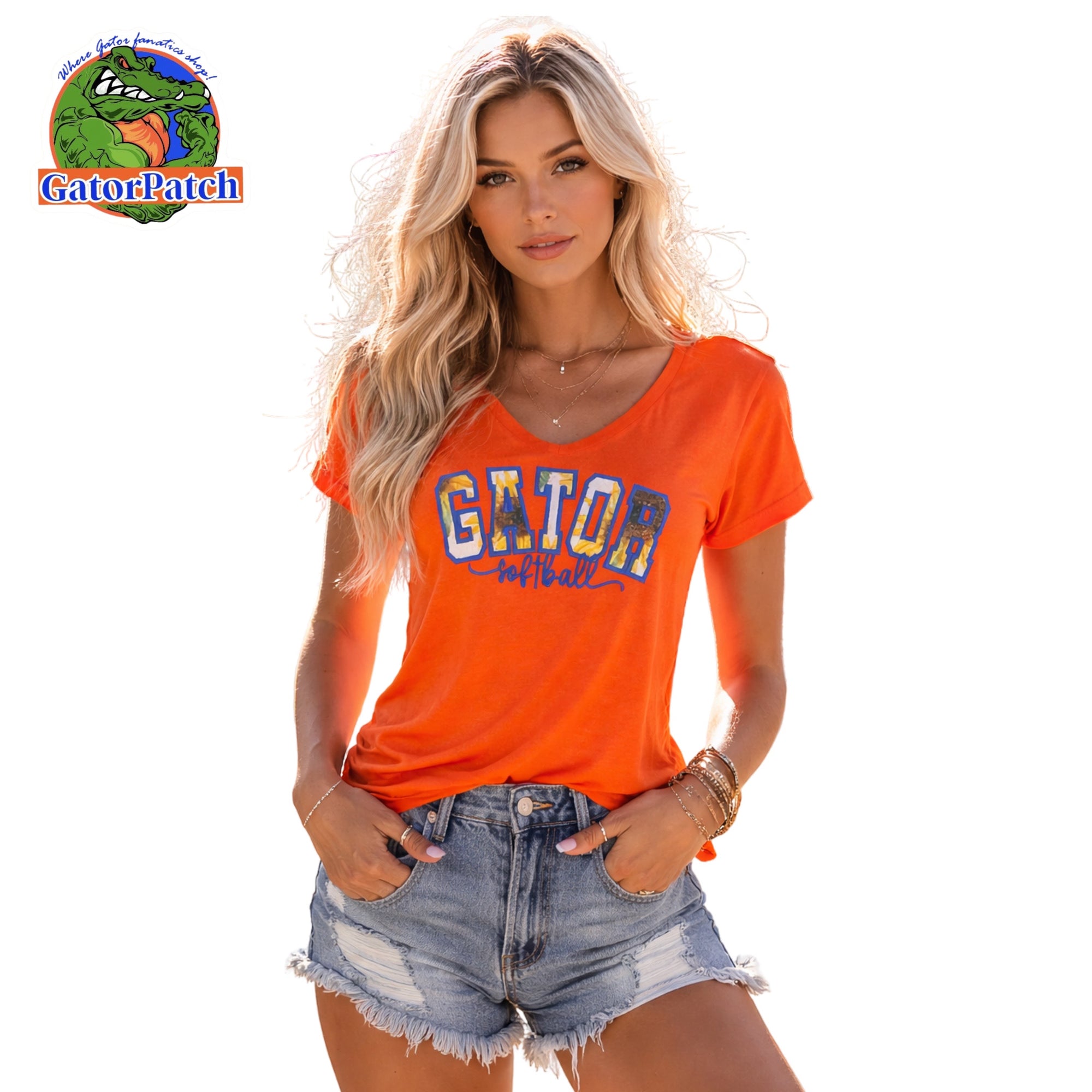 Softball Sunflower V neck