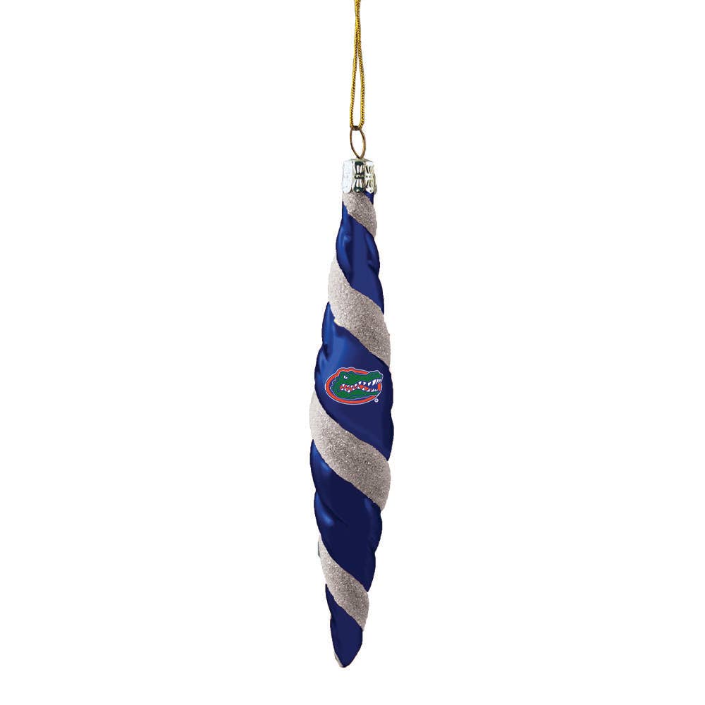 Glass Blown Swirl Ornament, Florida Gators
