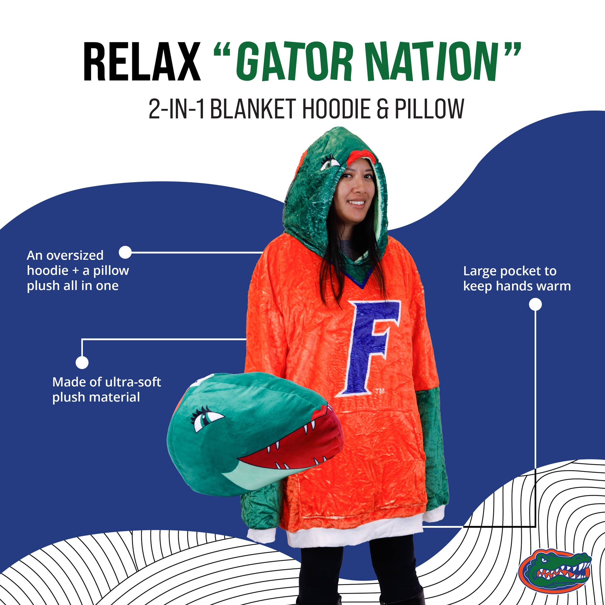 University of Florida Alberta Snugible 2-in-1 Blanket Hoodie & Pillow