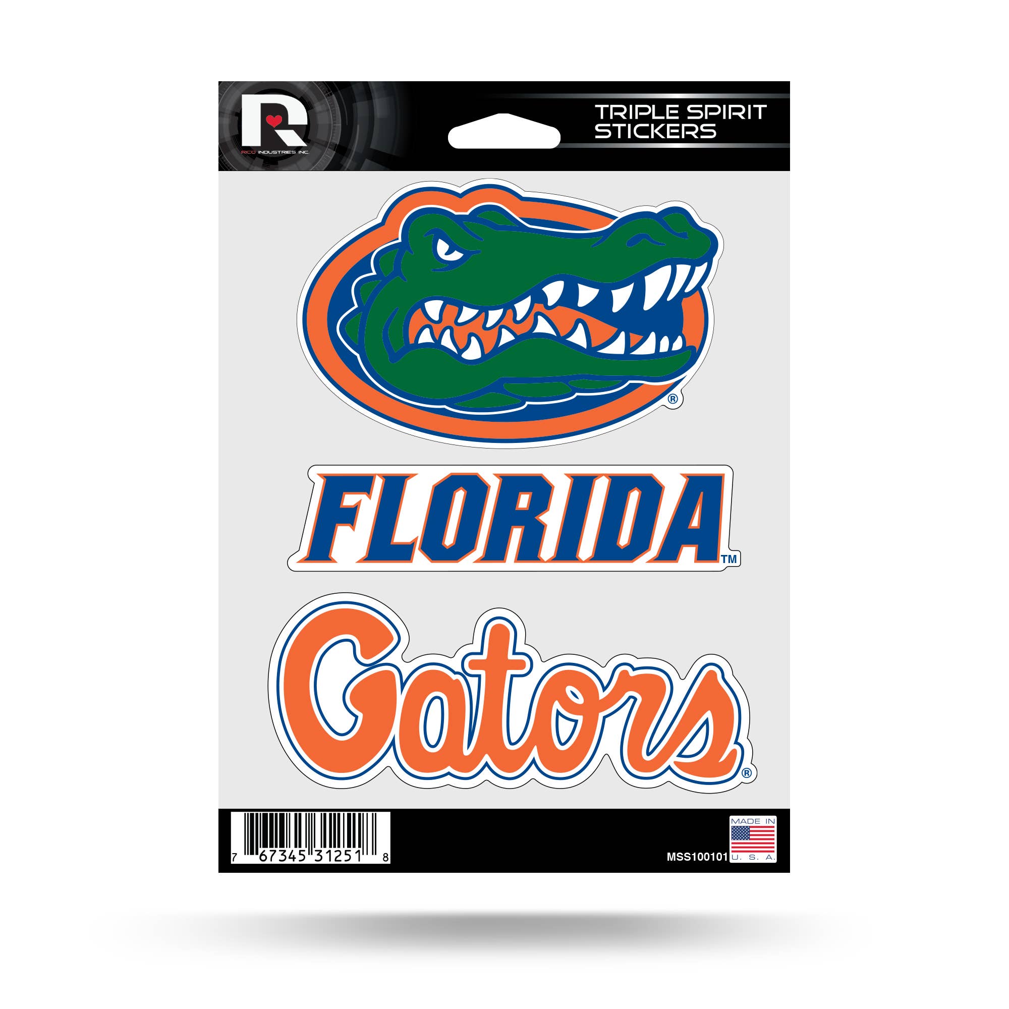 Florida Gators Triple Spirit Stickers For any Smooth Surface