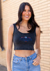 U of Florida Fitz Small Triangle - Cropped Ribbed Tank: WASHEDBLACK / M