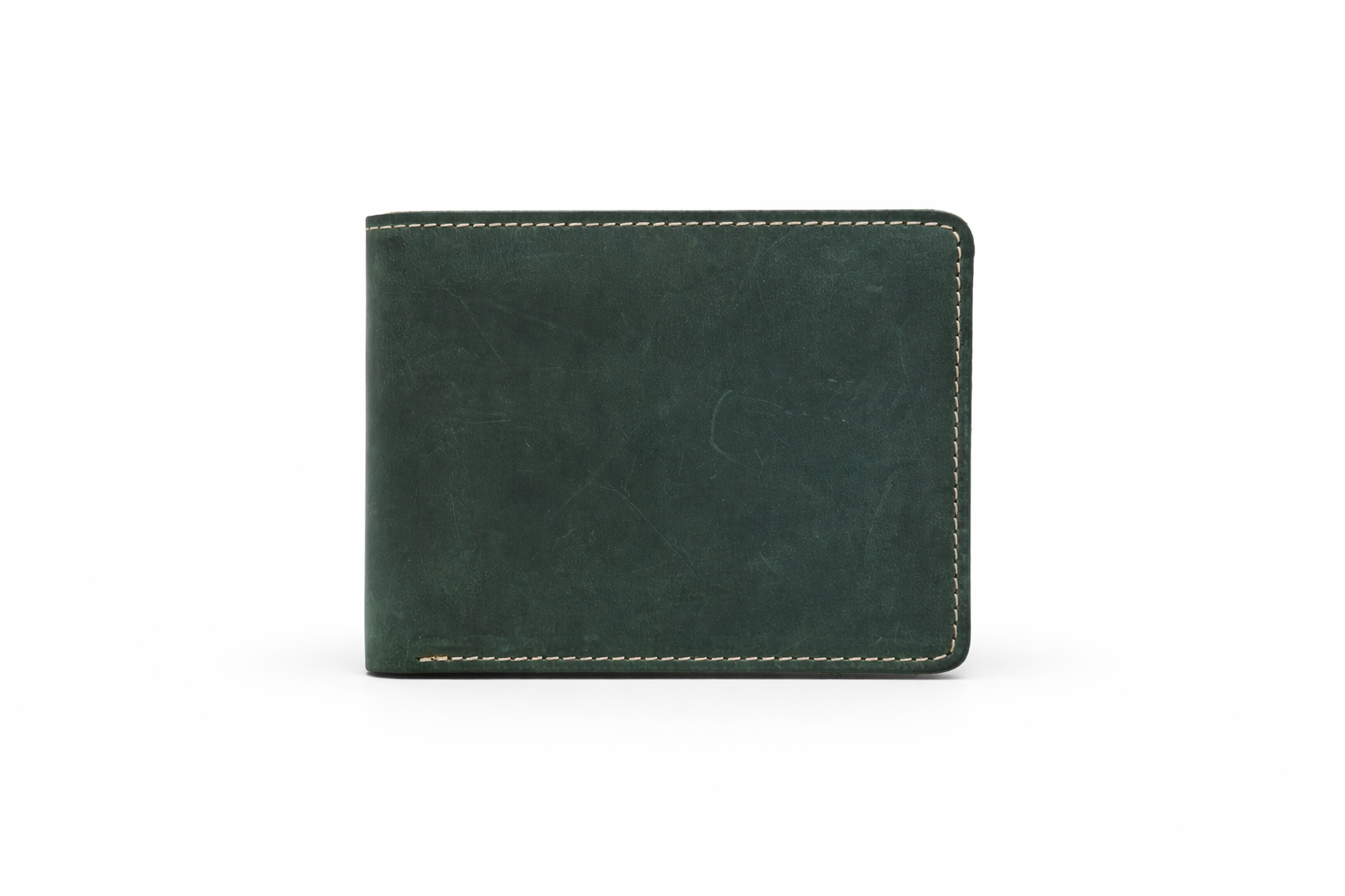 Men’s Full-Grain Crazy Leather Bifold Wallet with ID Window