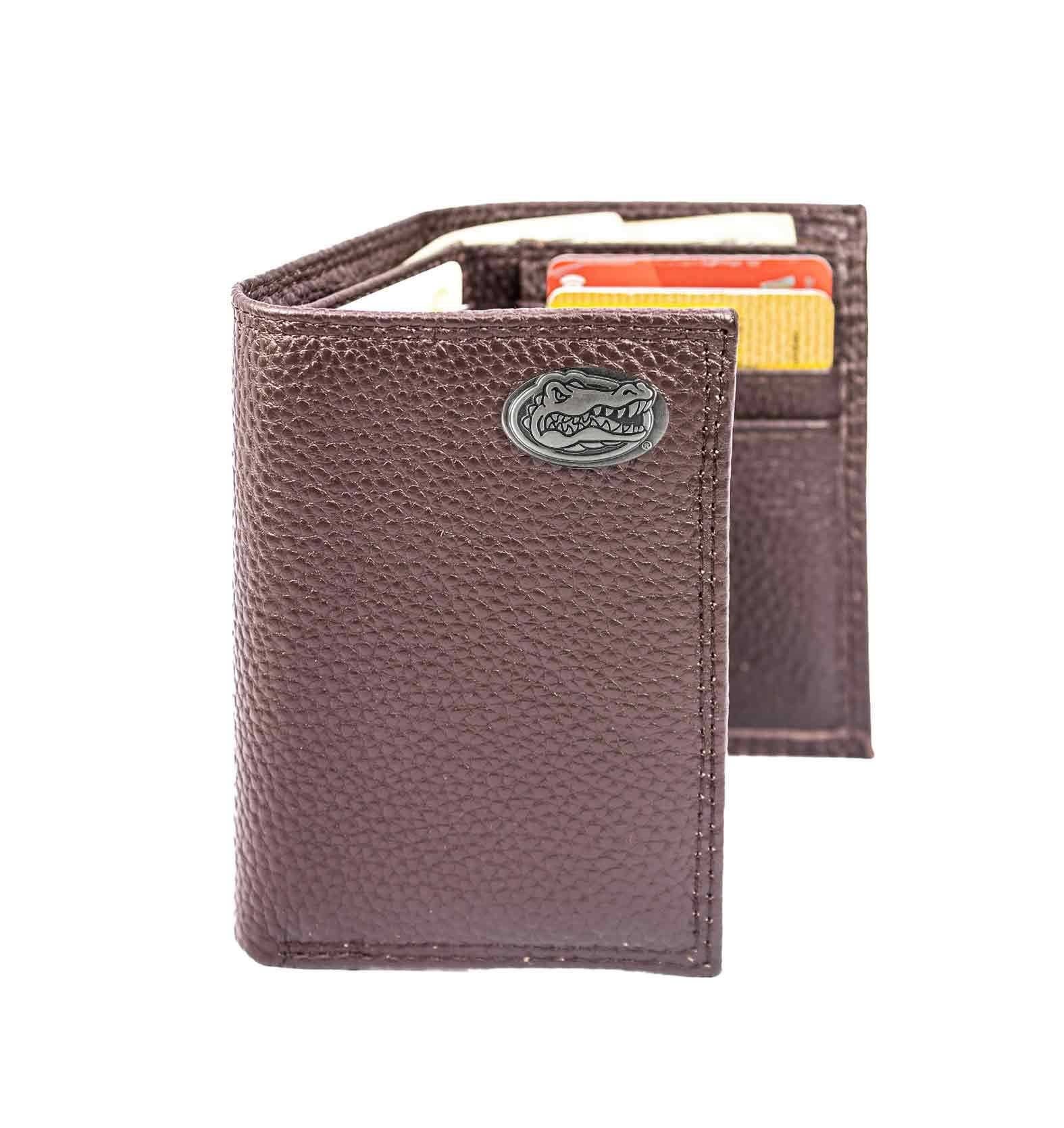 Florida Gators Pebble Grain Leather Wallet – Bifold, Trifold, Tall Roper & Slim Front Pocket – Black or Brown