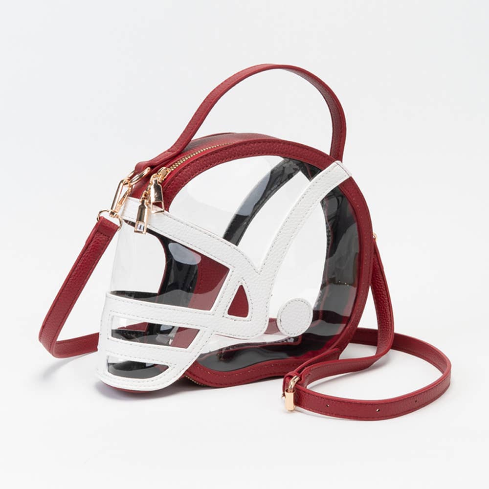 Transparent Gameday Football Helmet Shaped Crossbody Handbag
