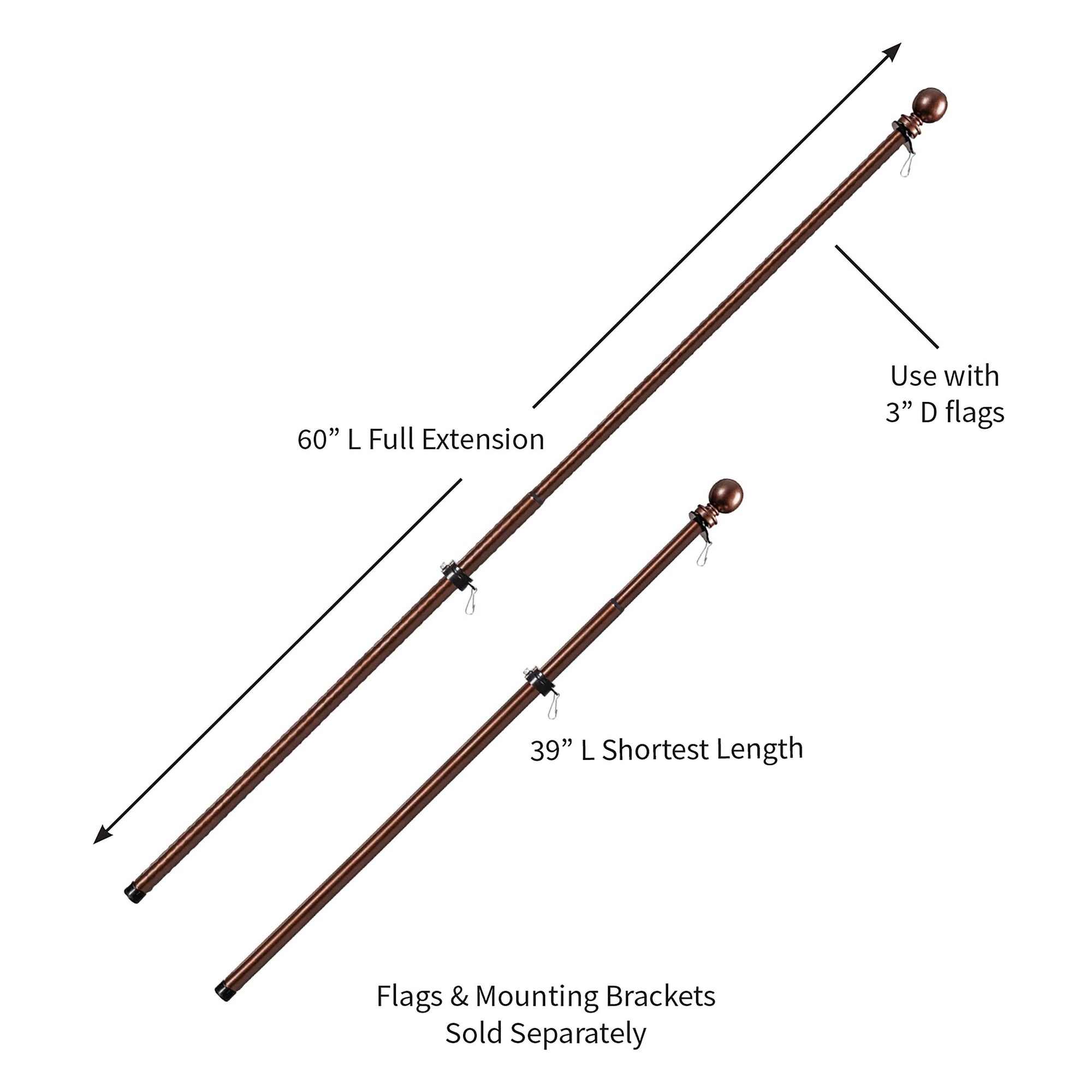 Extendable Metal House Flag Pole, Bronze