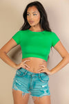 Short Sleeve Roundneck Crop Top: S / Royal