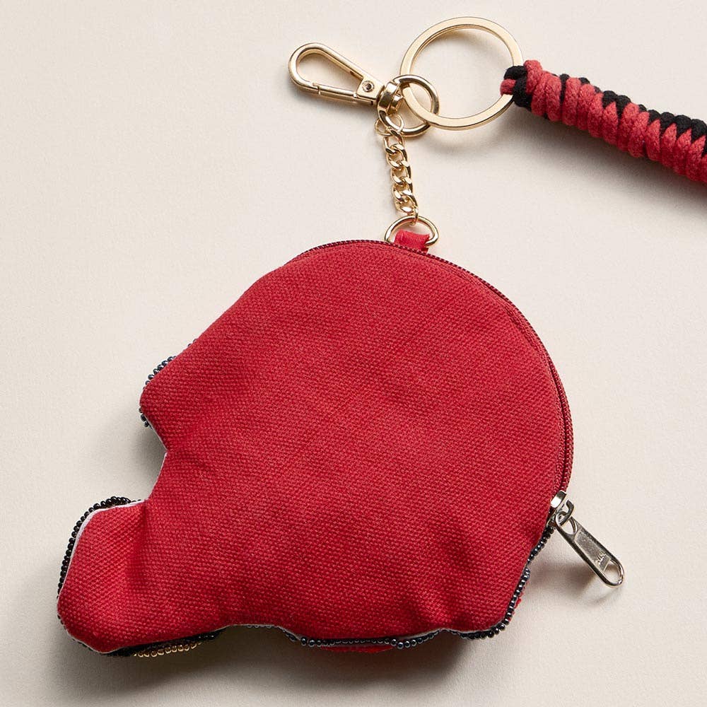GAME DAY Football Helmet Sequin Seed Beaded Keychain Pouch