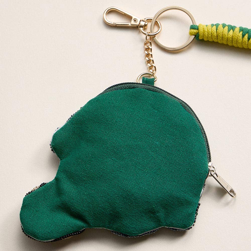 GAME DAY Football Helmet Sequin Seed Beaded Keychain Pouch