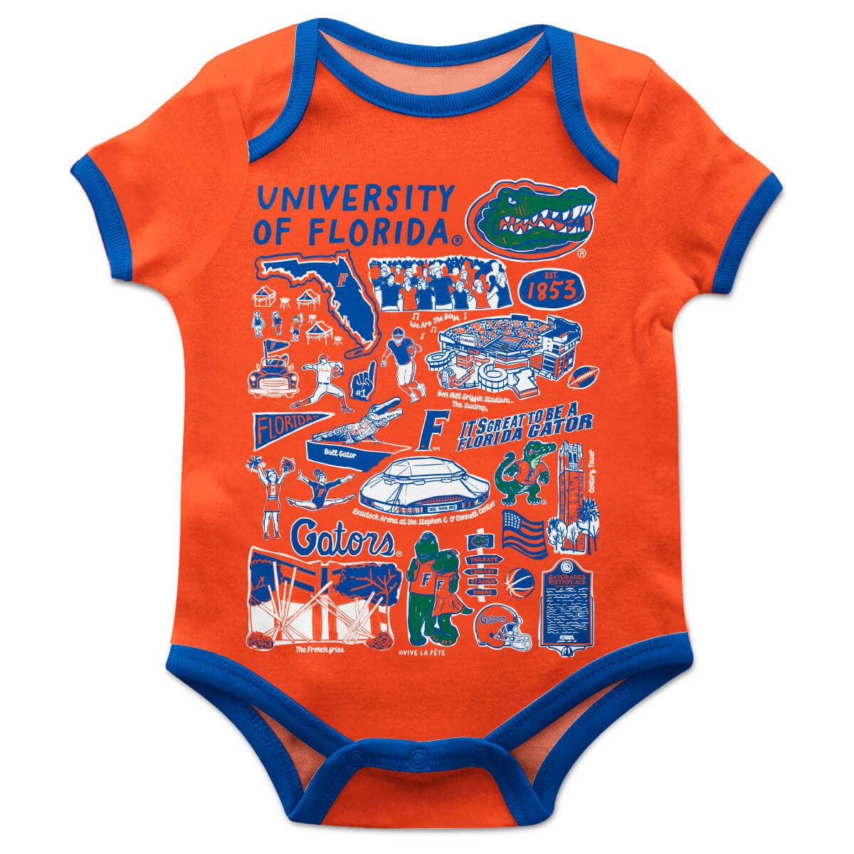 Florida Gators Hand Sketched Impressions Bodysuit: 18M / Blue