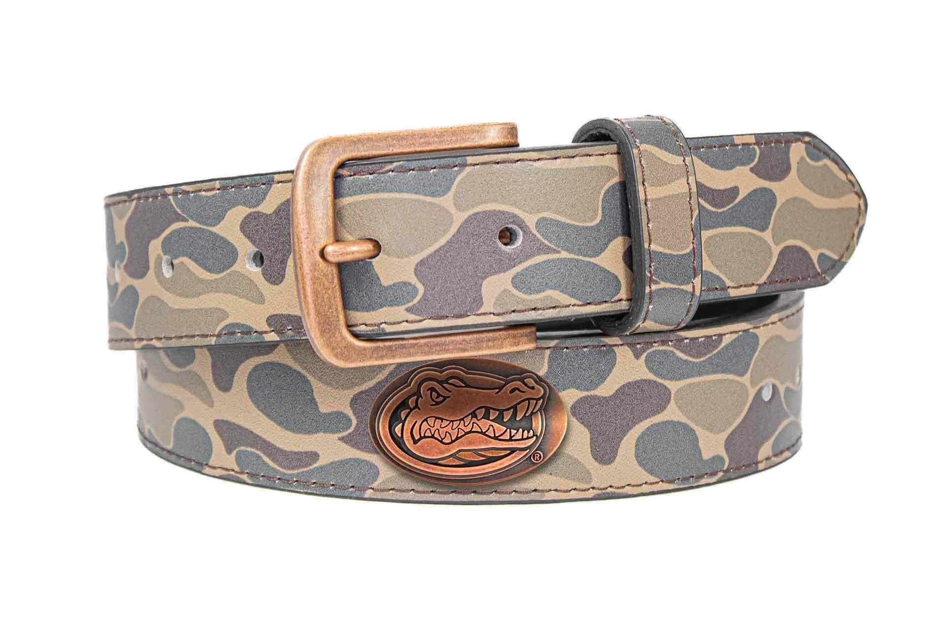 Florida Gators Old School Camo Leather Belt