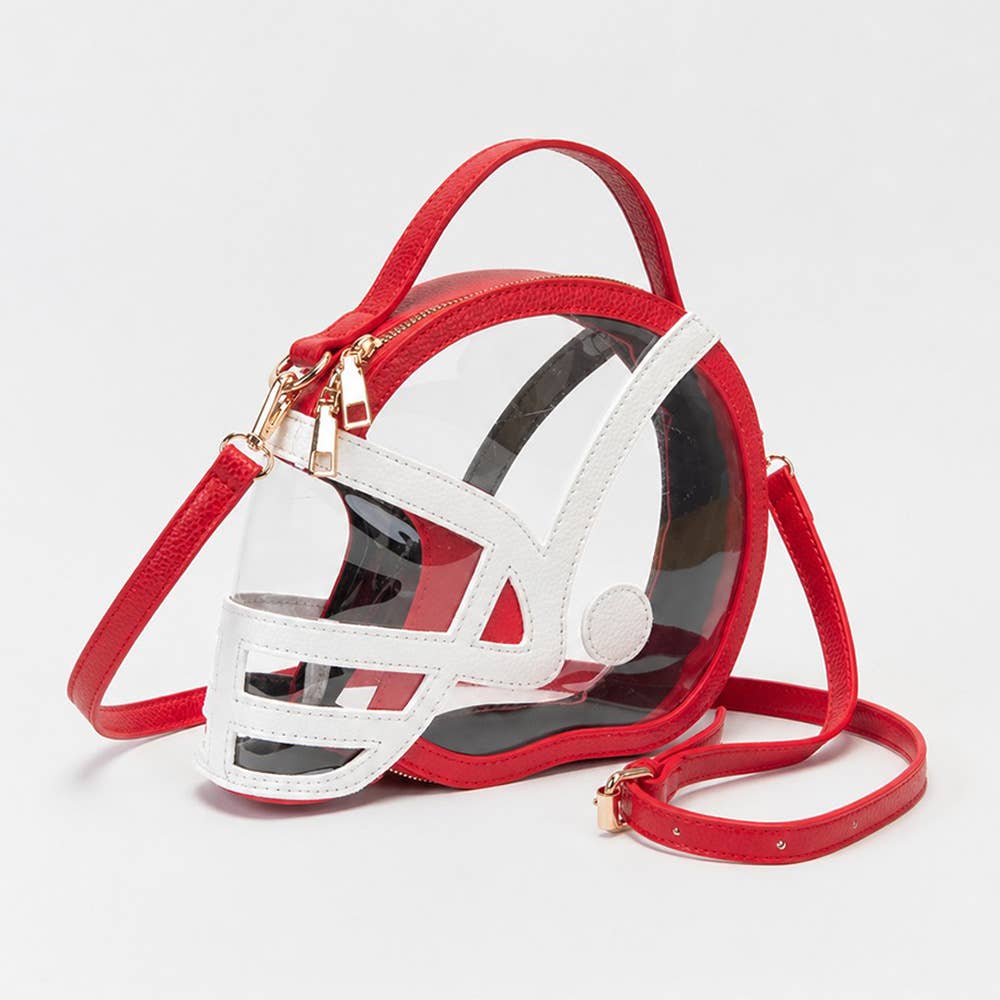 Transparent Gameday Football Helmet Shaped Crossbody Handbag