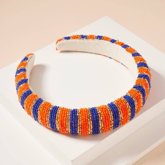 Game Day Color Block Seed Bead Headband