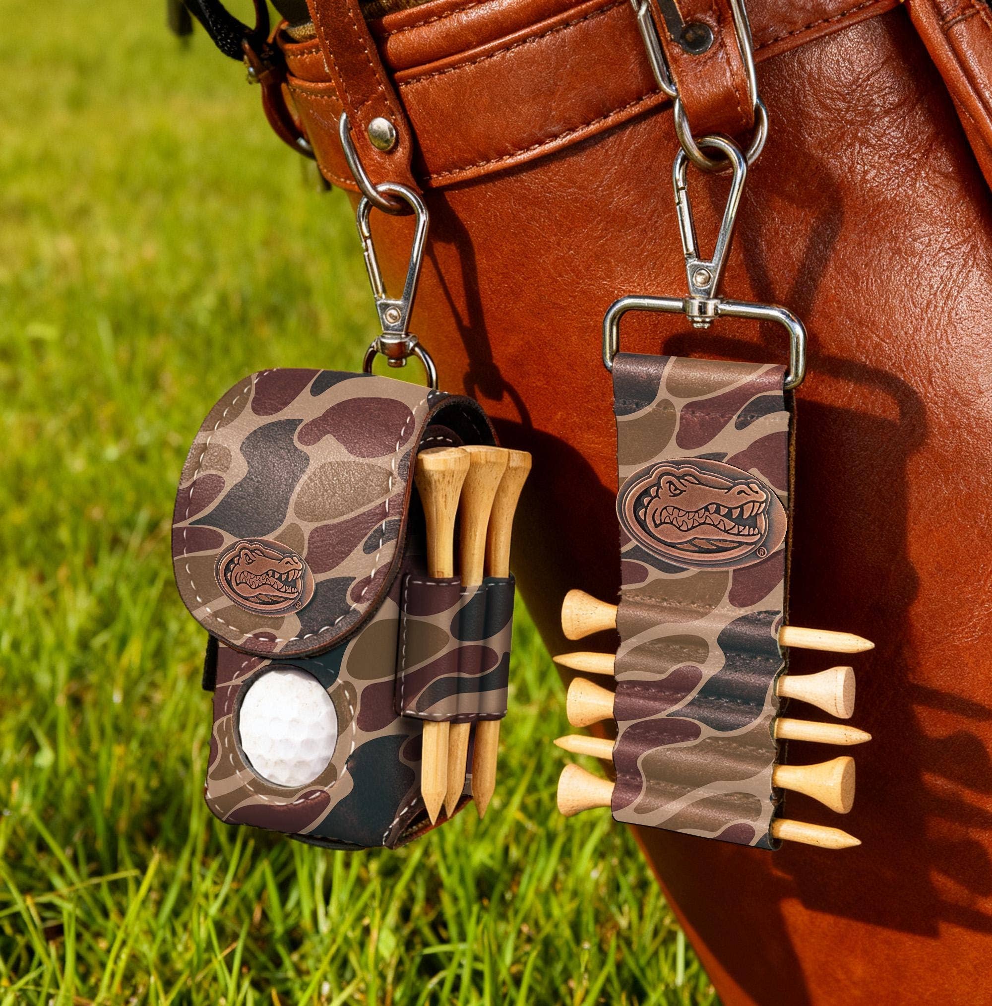 Florida Gators Leather Golf Ball and Tee Holder