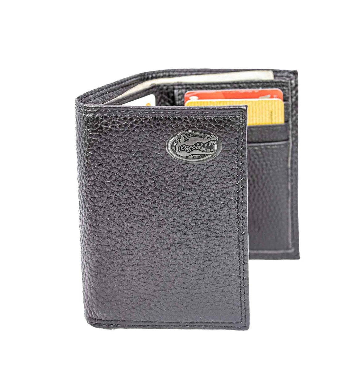 Florida Gators Pebble Grain Leather Wallet – Bifold, Trifold, Tall Roper & Slim Front Pocket – Black or Brown