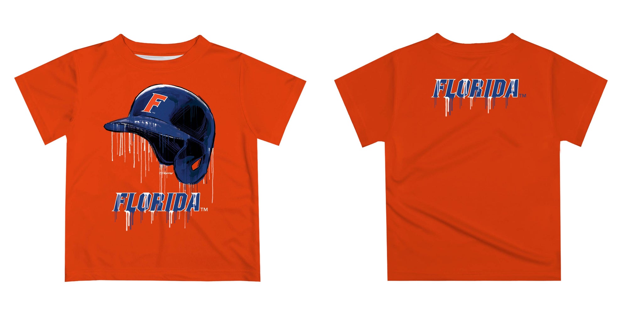 Florida Gators Original Dripping Baseball Helmet T-Shirt: 2 / Orange