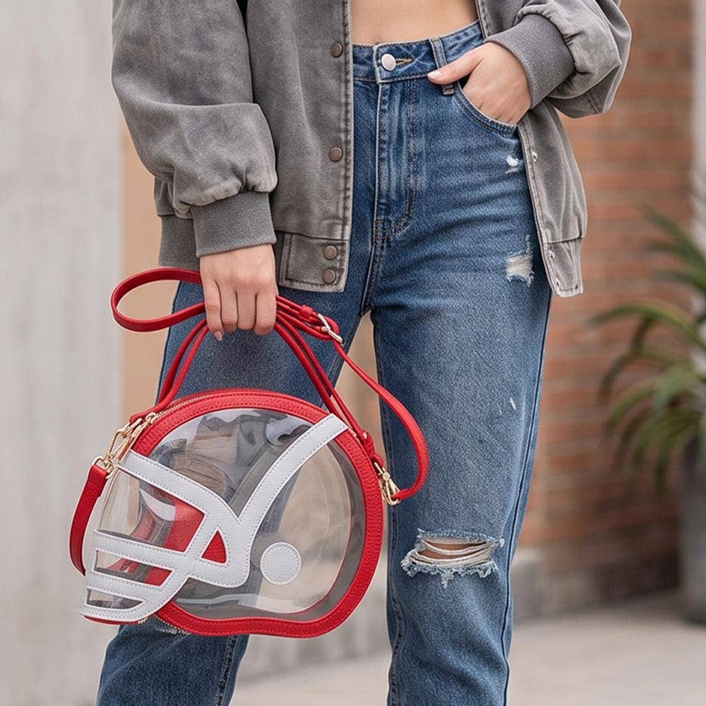 Transparent Gameday Football Helmet Shaped Crossbody Handbag
