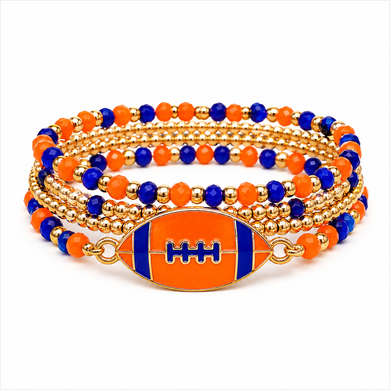 Game Day Football Beaded Bracelet Stack