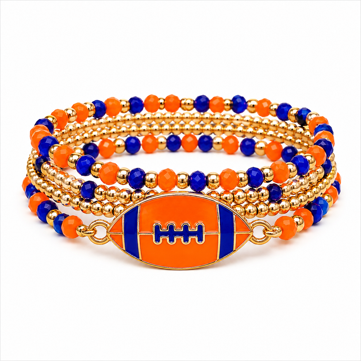 Game Day Football Beaded Bracelet Stack