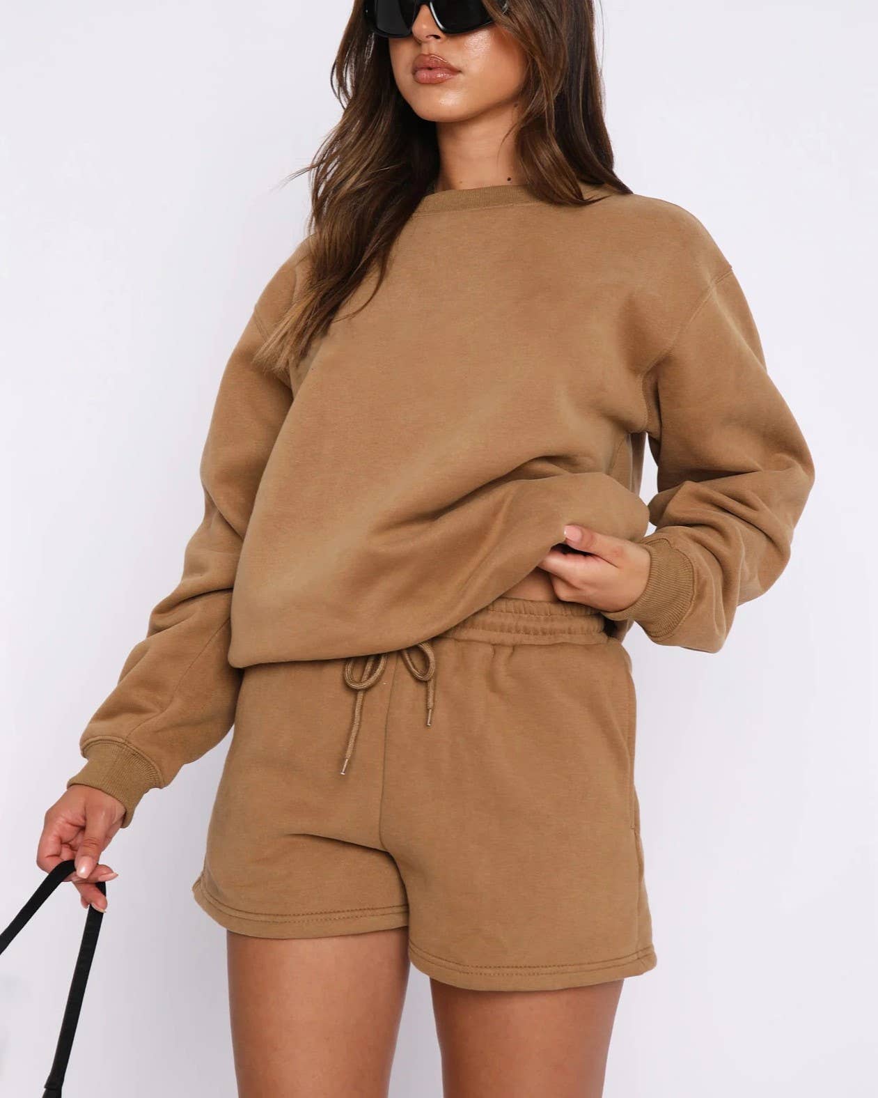 Loose Casual Crewneck Sweatshirt Shorts Set