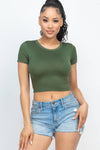 Short Sleeve Roundneck Crop Top: S / Royal