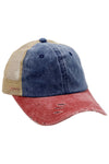 Three Tone Distressed Pigmented Cotton Trucker Hat
