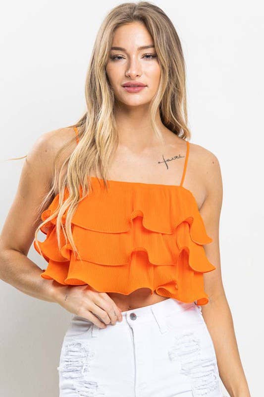 Pleated Top: ORANGE / 2-2-2 (S-M-L)