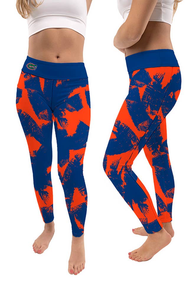 Florida Gators Blue Paint Brush Women Yoga Leggings: M