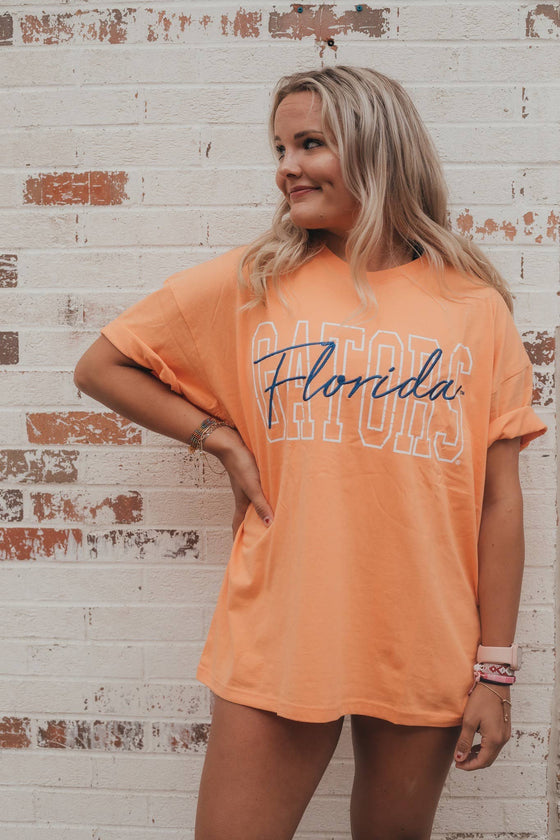 U of Florida Owens Oversized Outline - OS Band Tee: SHERBERT / S