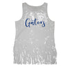 Sequin Script Fringe Tank - NCAA Licensed: University of Florida / XL