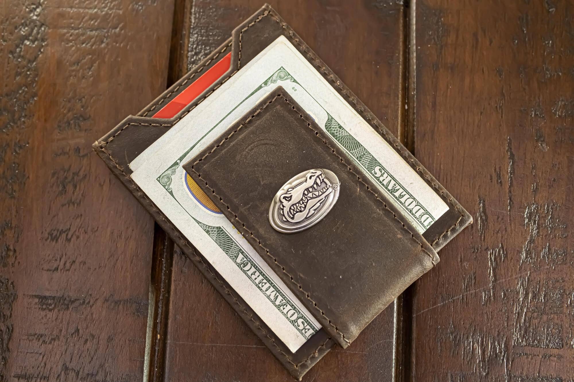 Florida Gators Men's Magnetic Front Pocket Leather Wallet.