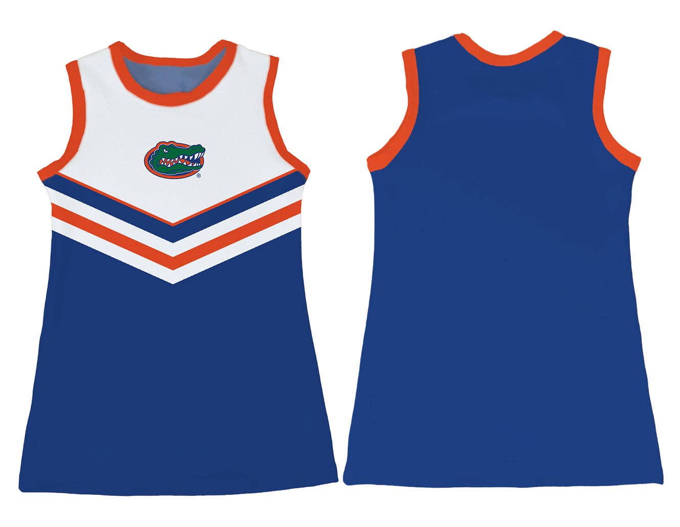 Florida Gators Sleeveless Cheerleader A Line Dress White and Royal