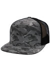 Camouflage Polyester Fabric 7 Panel Flat Bill Trucker Hat