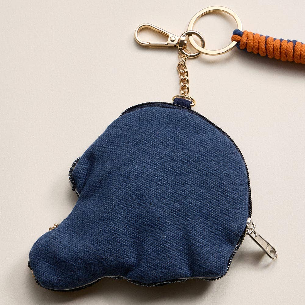 GAME DAY Football Helmet Sequin Seed Beaded Keychain Pouch