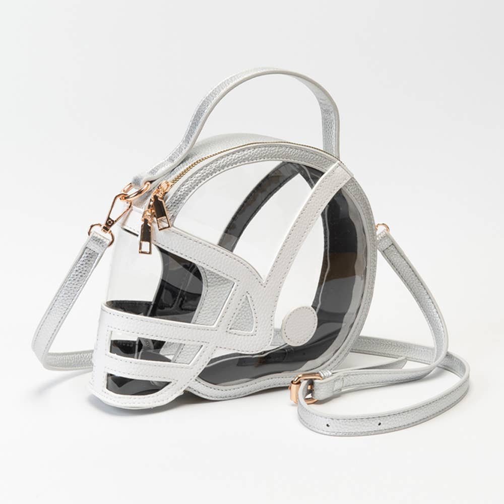 Transparent Gameday Football Helmet Shaped Crossbody Handbag