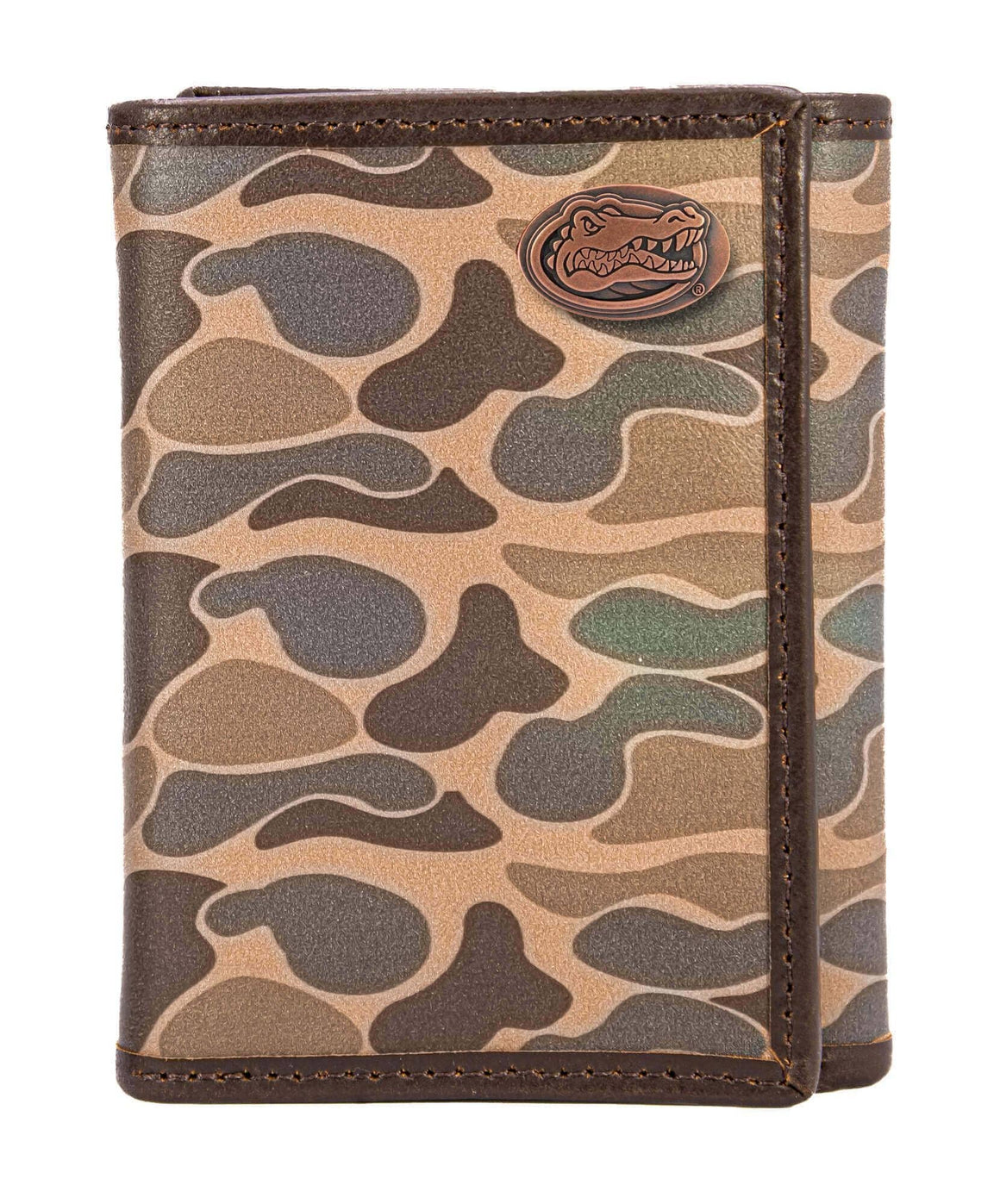 Florida Gators Men's Trifold Old School Camo Leather Wallet.
