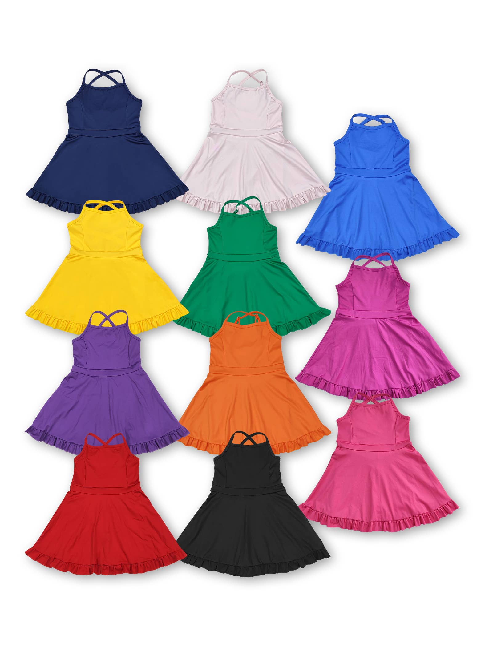 Multi colors kids girls summer athletic dresses
