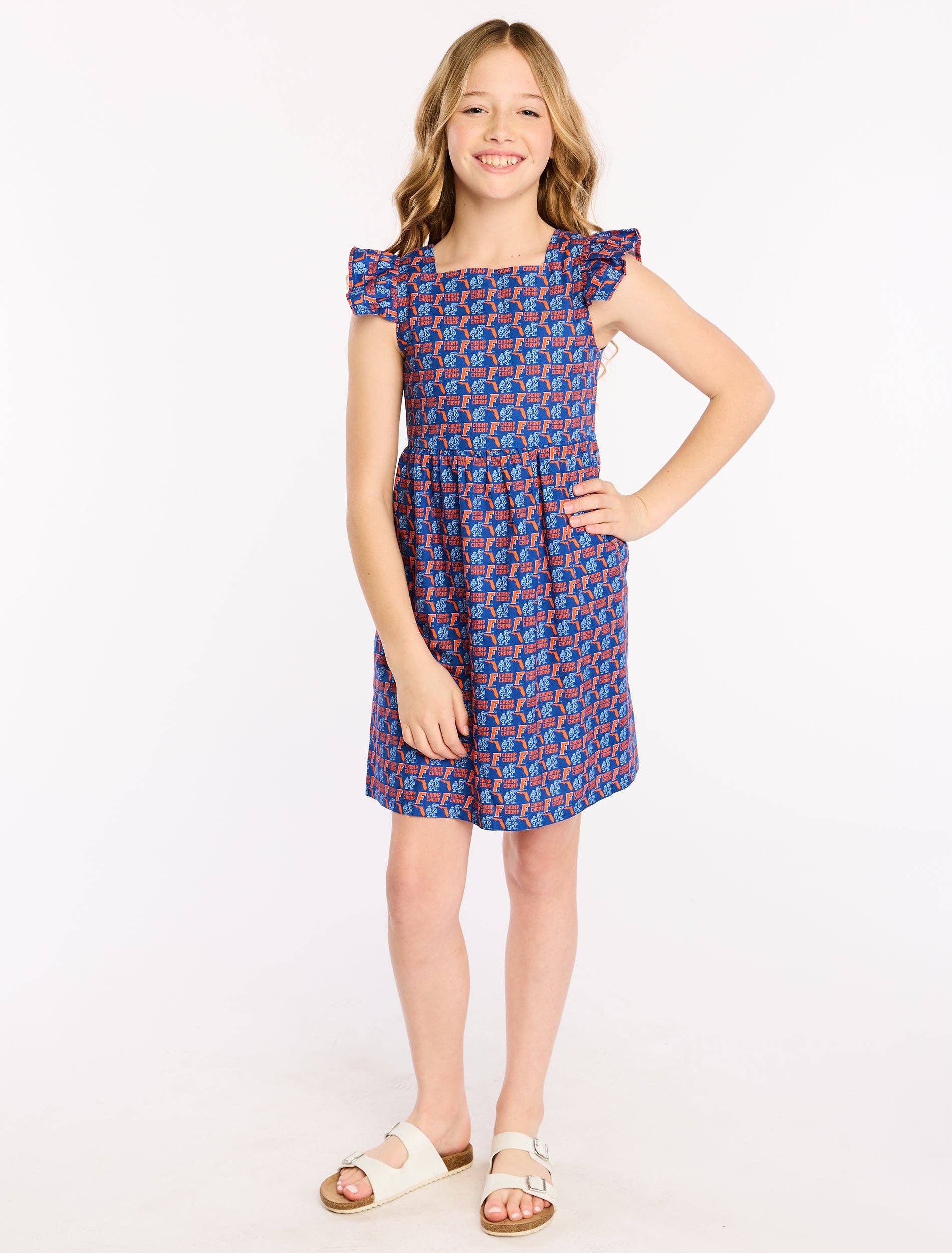 The Girls Twill Flutter Sleeve Dress | Florida