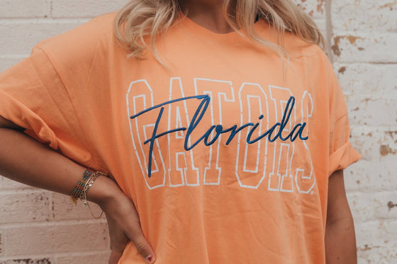 U of Florida Owens Oversized Outline - OS Band Tee: SHERBERT / M