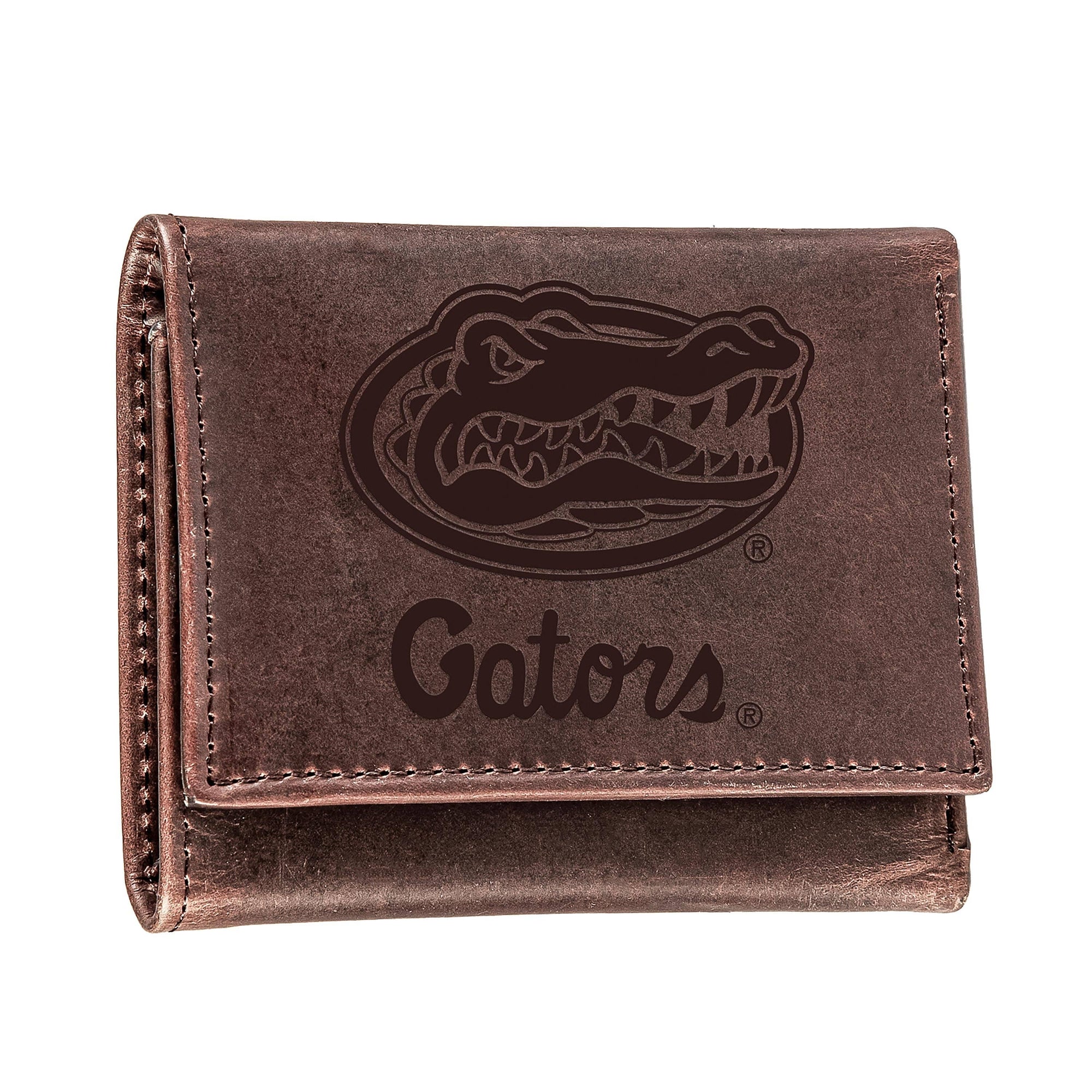 University of Florida, Tri-Fold Wallet, Brown, CH, 100% Genu