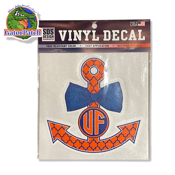 Florida Gators UF Monogram Anchor Vinyl Decal (Orange)